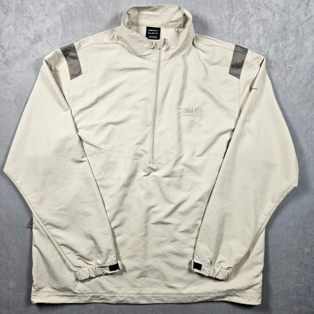 Nike Golf Jacket Mens XL Tan‎ 1/2 Zip 3M Open Championship Logo Windbreaker